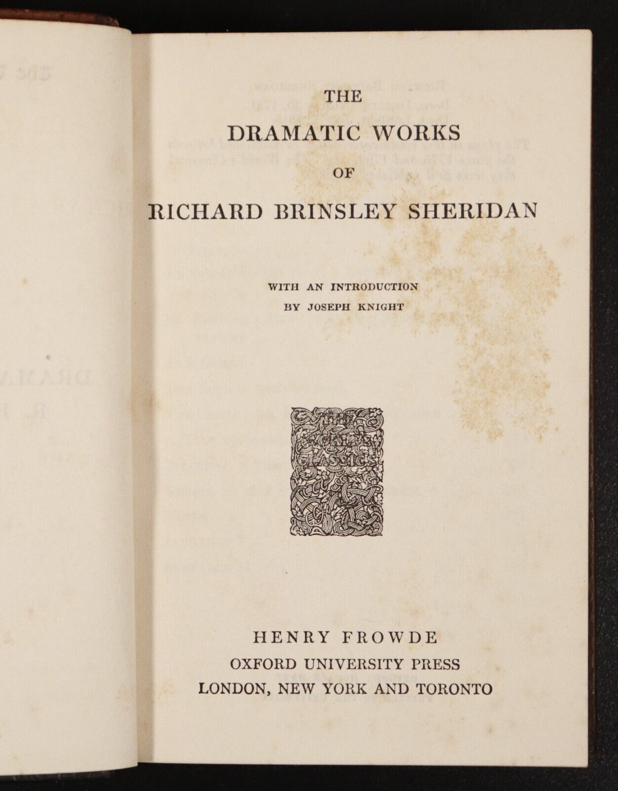 1906 The Dramatic Works Of Richard Brinsley Sheridan Antique Irish Drama Book