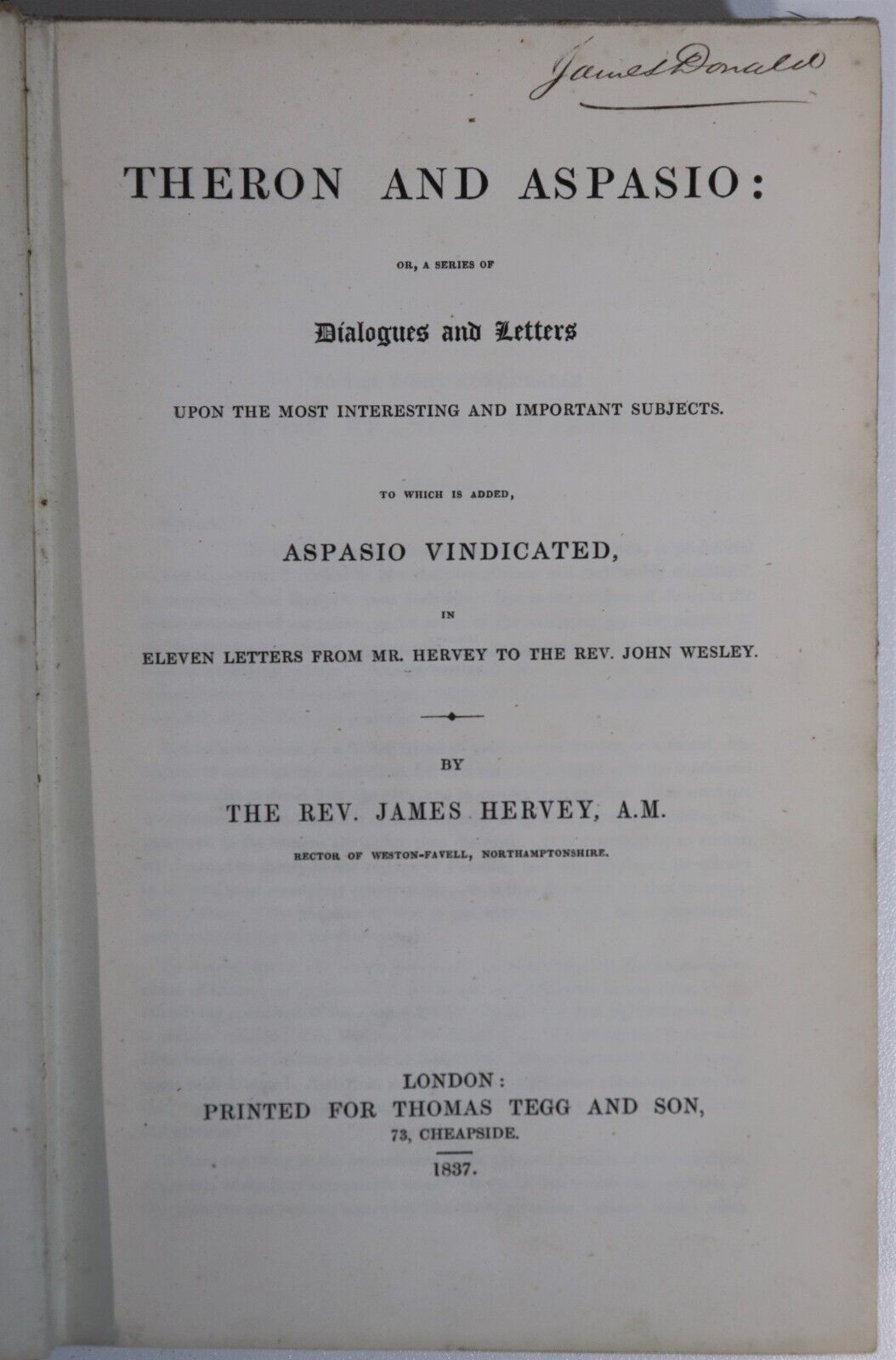 1837 Theron and Aspasio by Rev. James Hervey Antique British Theology Book