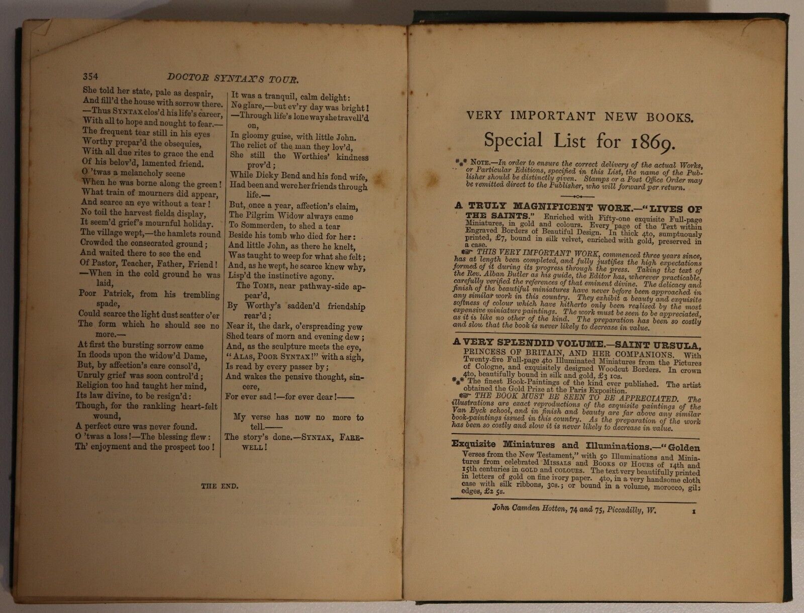 1869 Doctor Syntax's Three Tours by William Combe Antique British Fiction Book