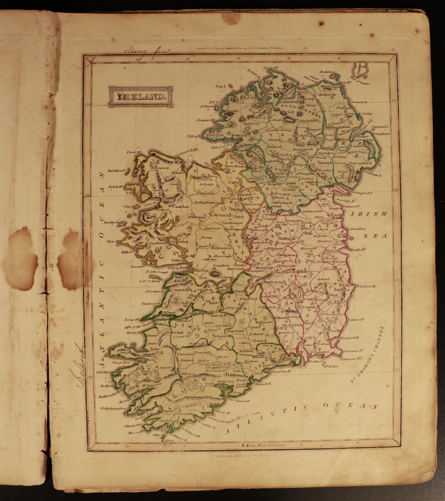 1828 Ewing's New General Atlas Antique Book 27 Maps Oliver & Boyd Edinburgh