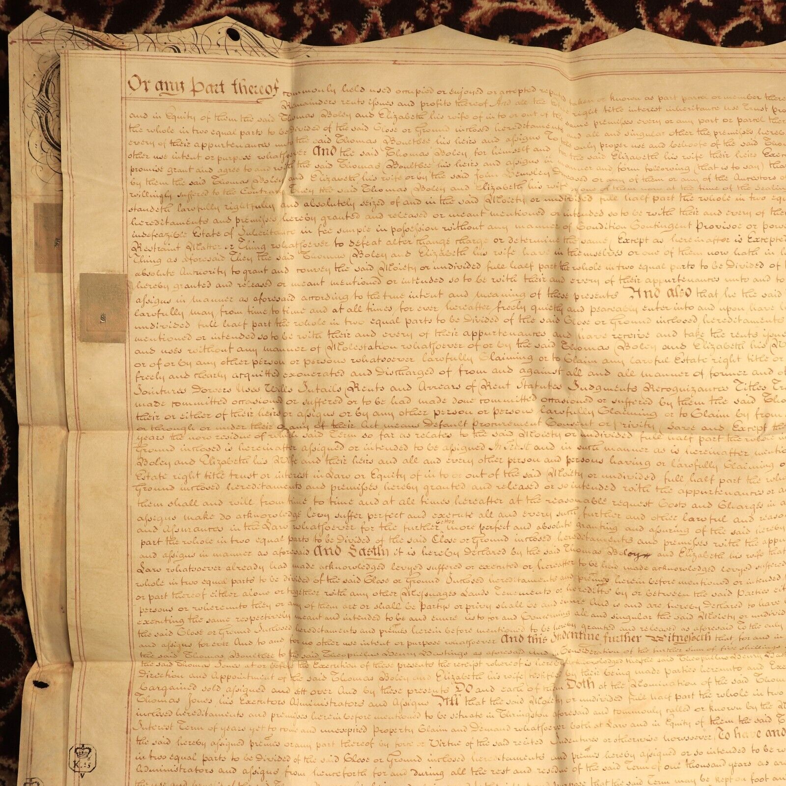 1767 Indenture Conveyance English Legal Document Manuscript Vellum Lease