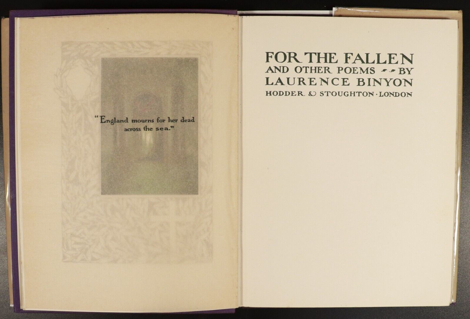 c1917 For The Fallen & Other Poems by Laurence Binyon 1st Ed Antique Poetry Book