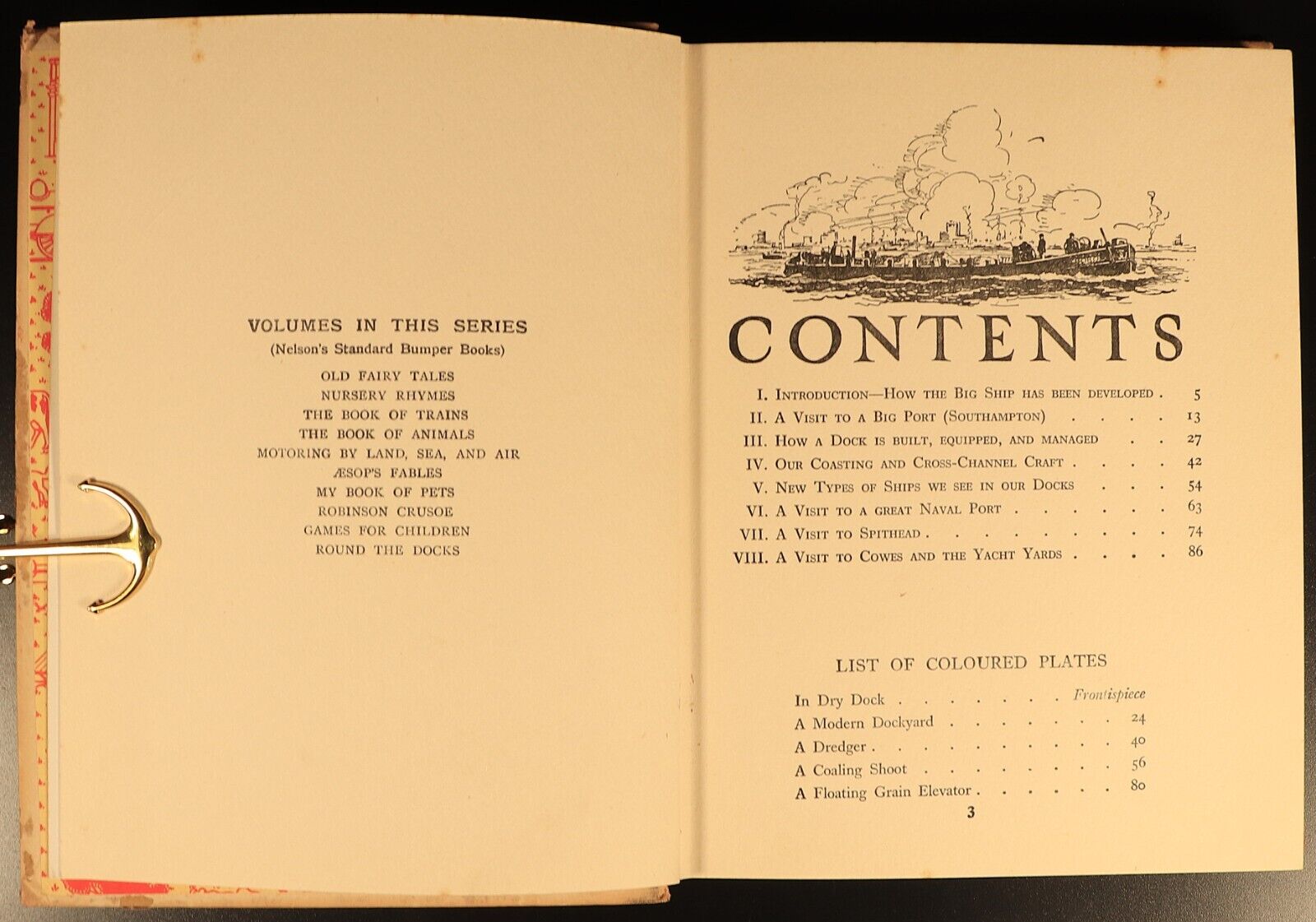 c1940 Round The Docks by GE Hopcroft Antique Maritime Theme Children's Book