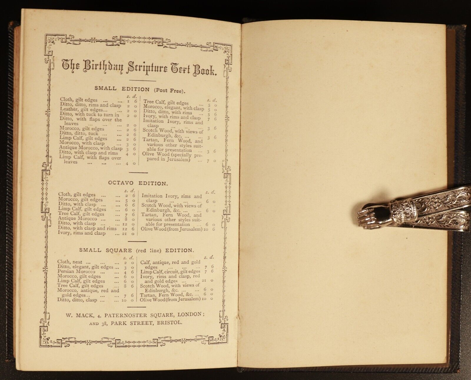 c1880 The Birthday Scripture Text Book Antiquarian Religious Reference Book