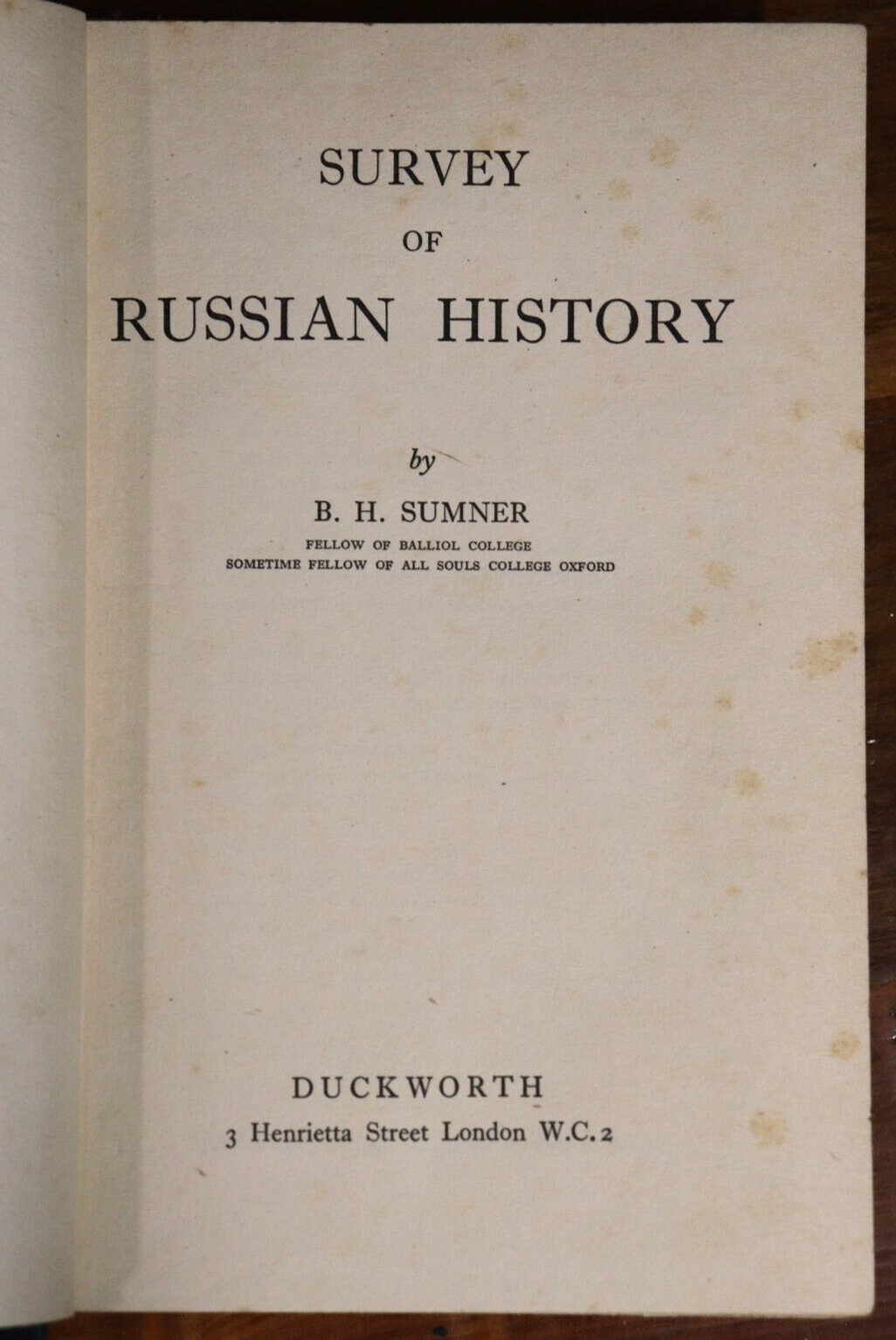 1944 Survey Of Russian History by BH Sumner Russian History Book First Edition