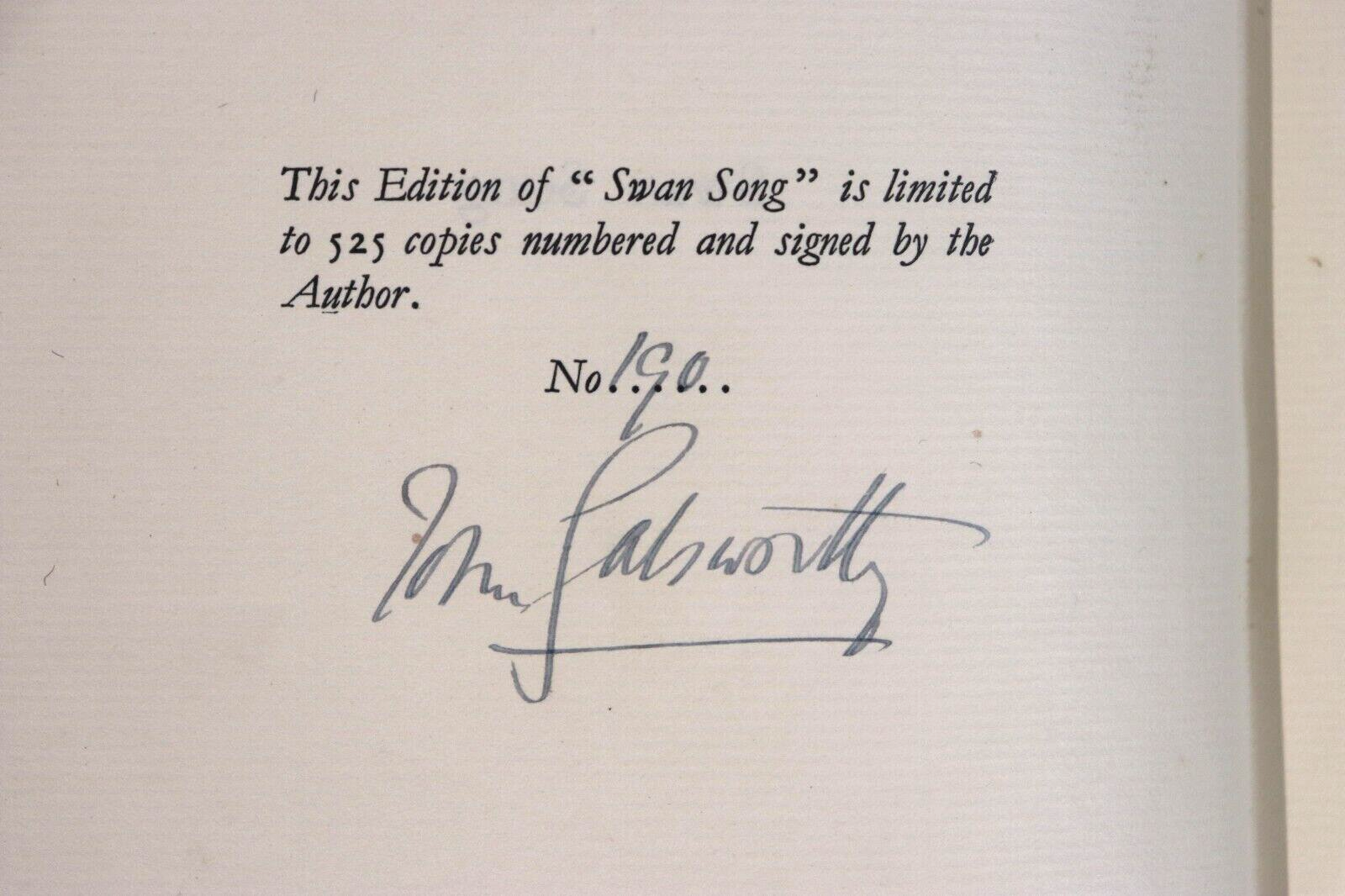 1928 Swan Song by John Galsworthy Ltd Ed. Signed by Author Antique Fiction Book
