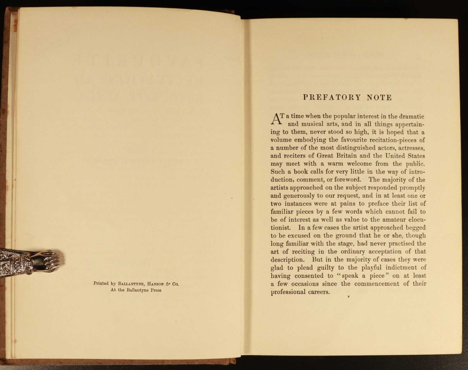 1903 Favourite Recitations Of Favourite Actors Antique Poetry & Literature Book