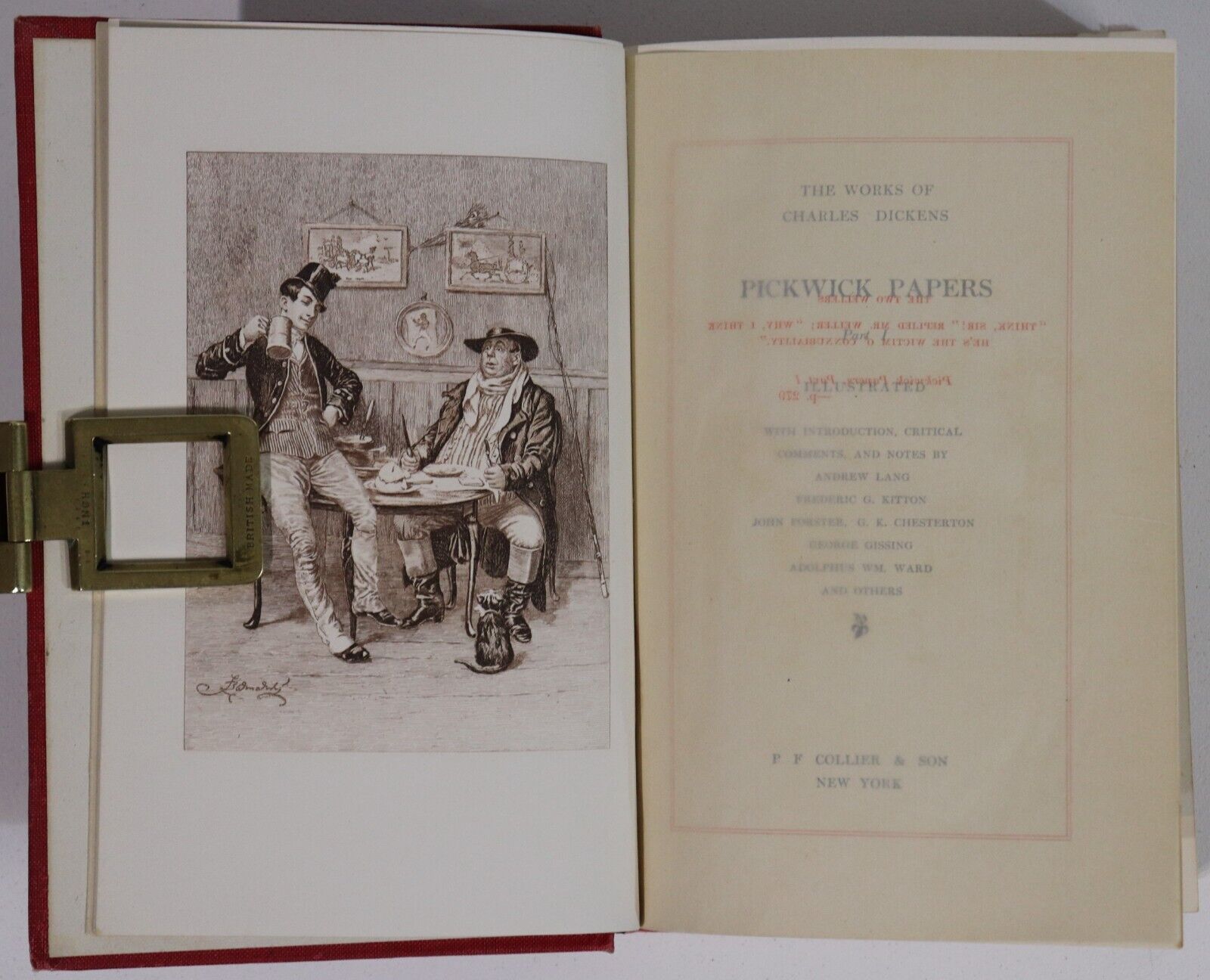 1911 2vol Pickwick Papers by Charles Dickens Antique British Fiction Book Set