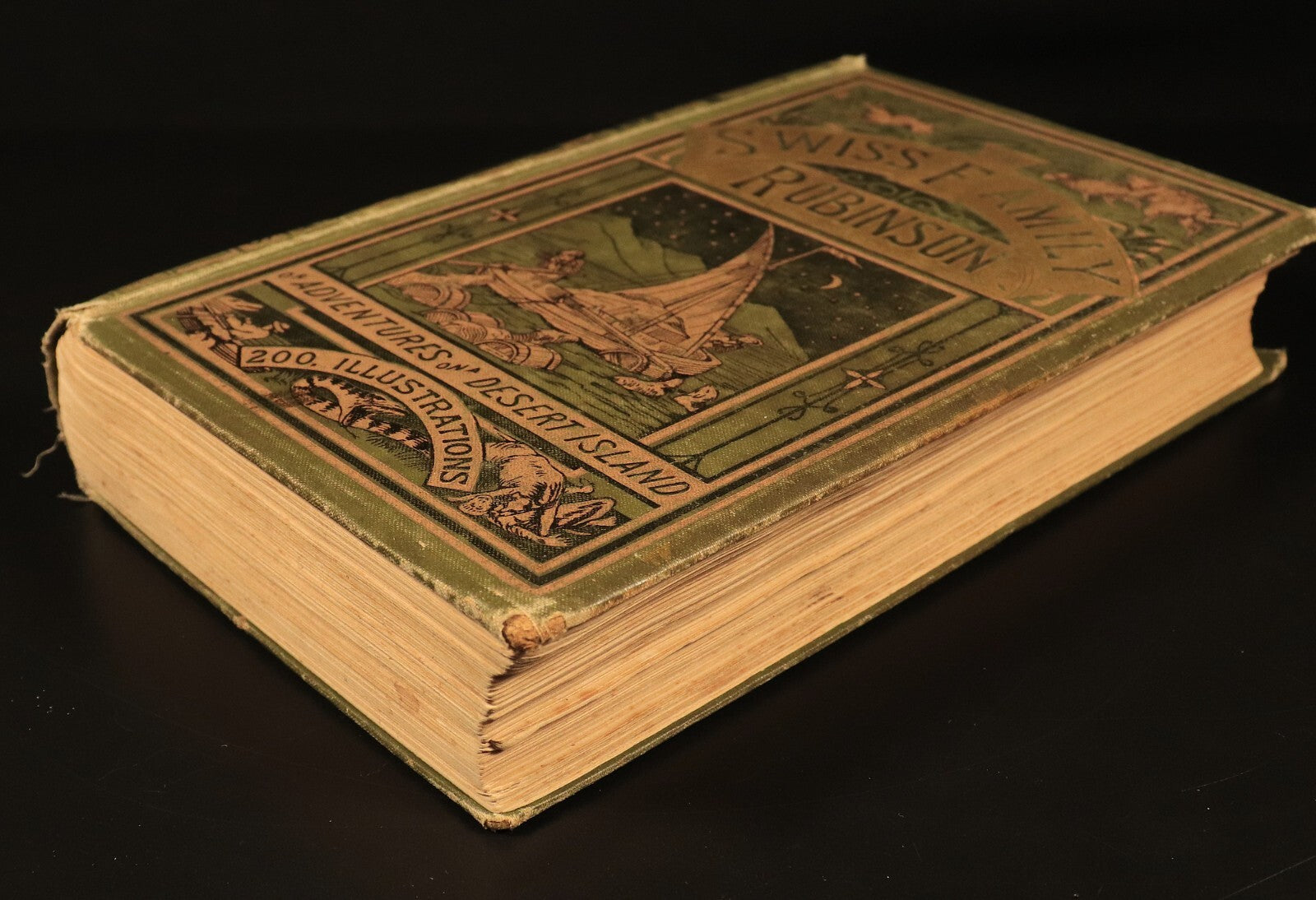 c1898 Swiss Family Robinson by H. Frith Antique Illustrated Fiction Book