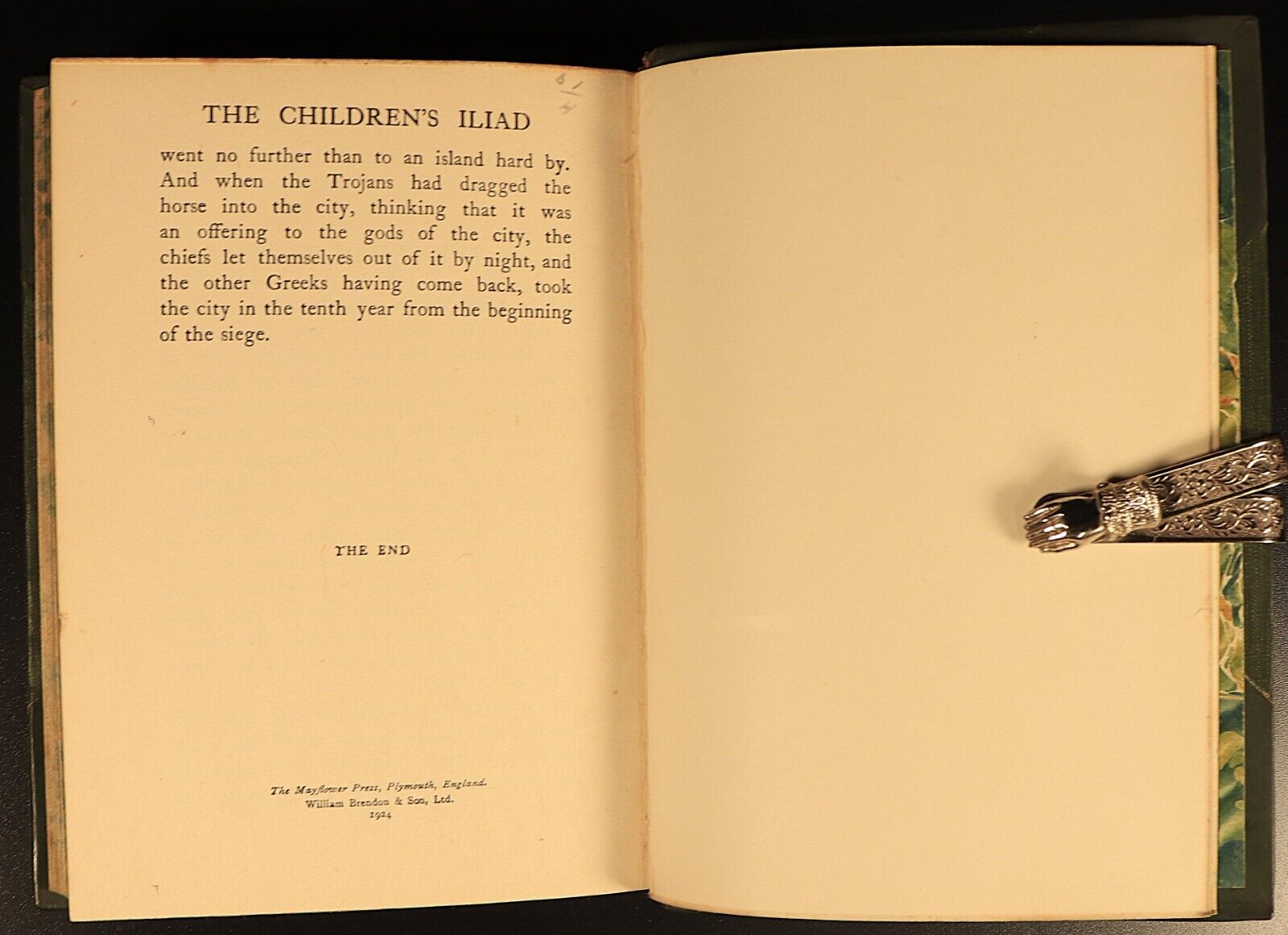 The Children's Iliad by Homer 1925 Antique Fiction Book Prize Leather Binding