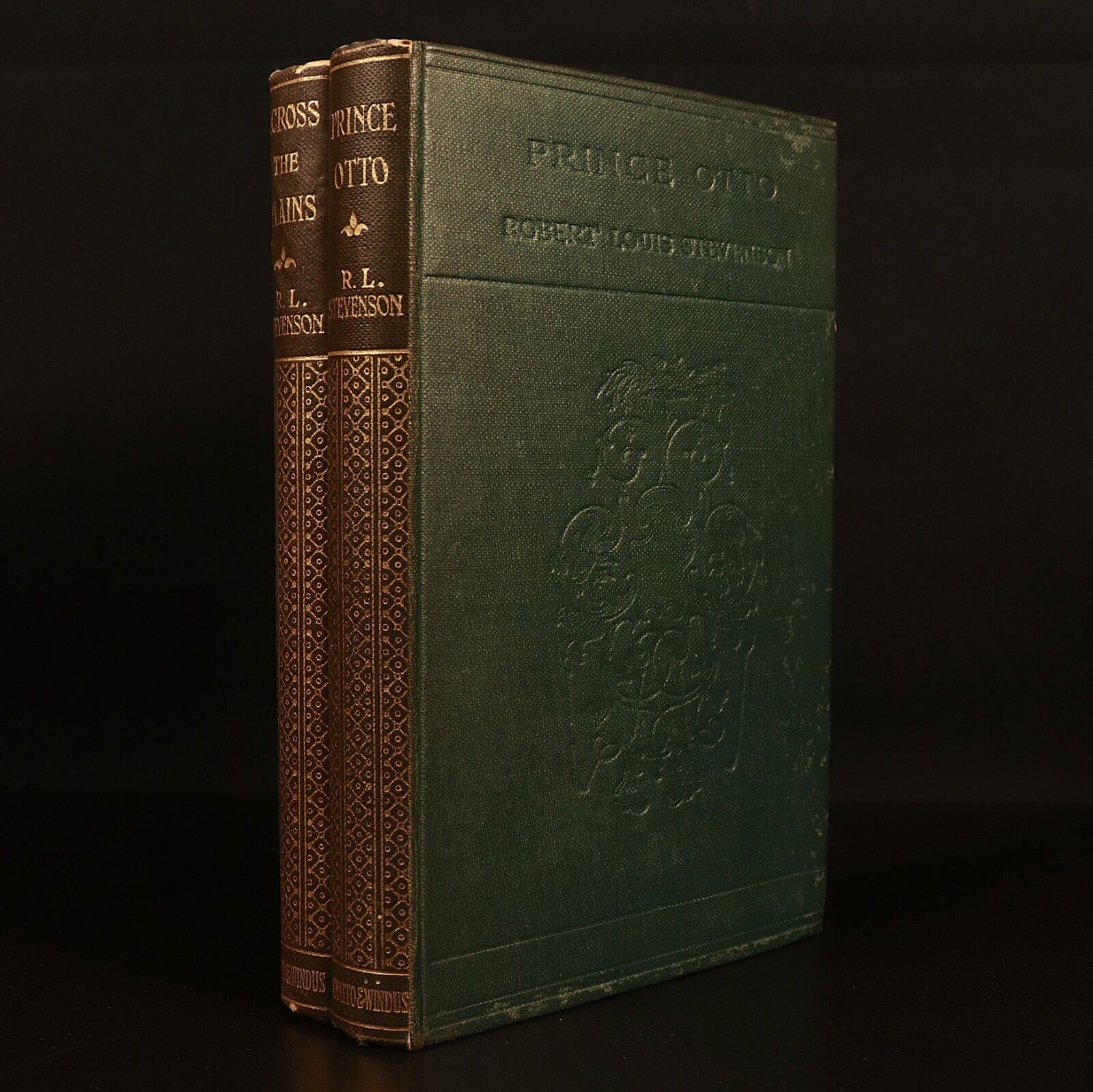 1910 2vol Prince Otto & Across Plains by R.L. Stevenson Antique Literature Books