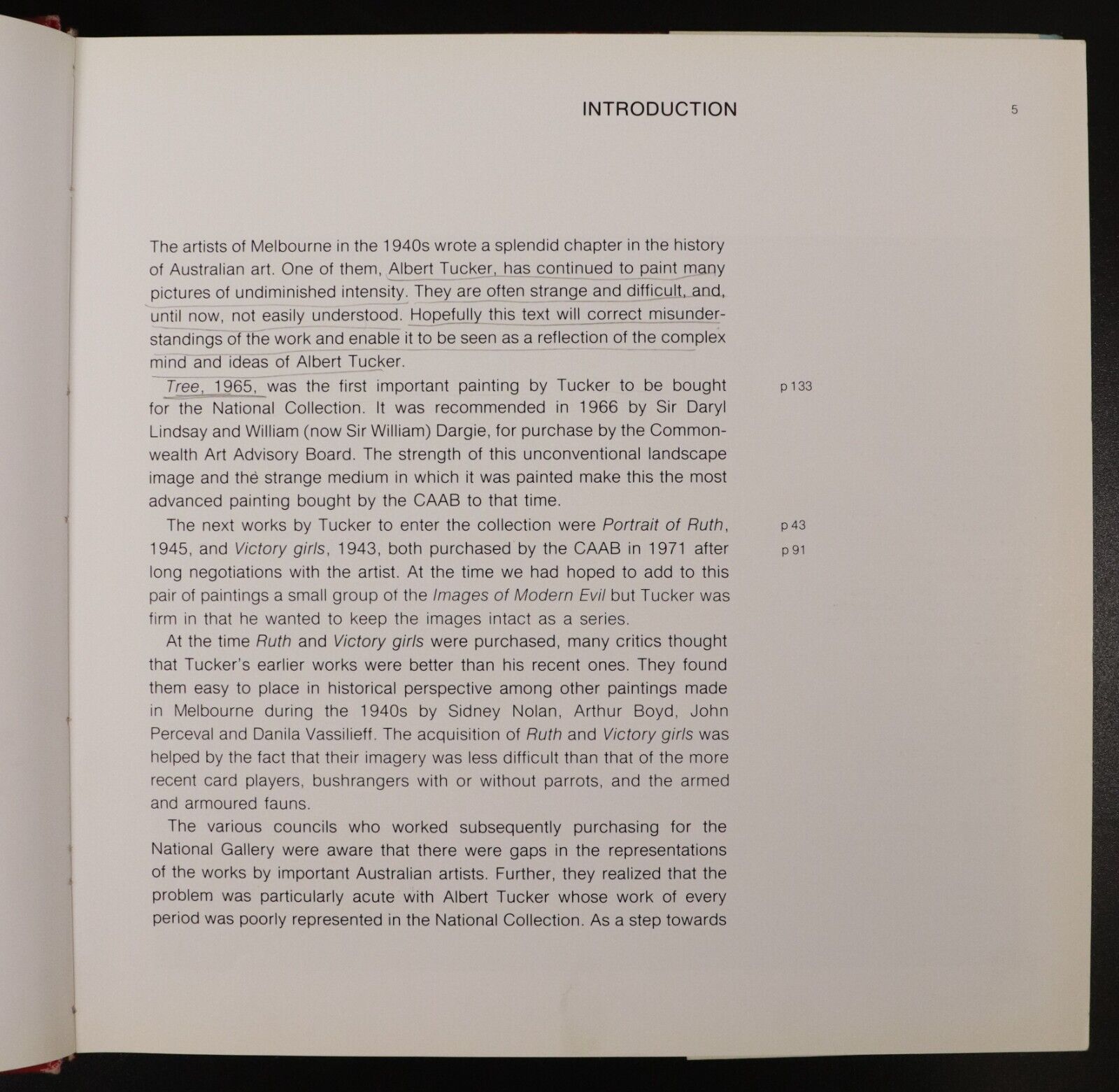 1982 Albert Tucker by J. Mollison & N. Bonham Australian Art Reference Book