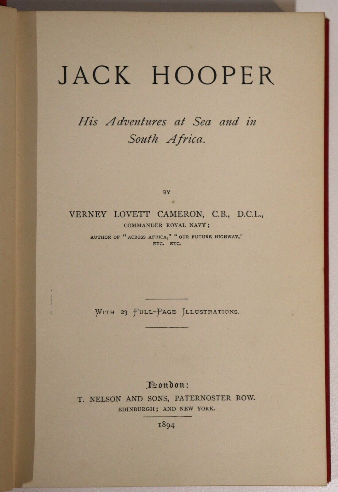 1894 Jack Hooper Adventures At Sea & South Africa Antiquarian Adventure Book