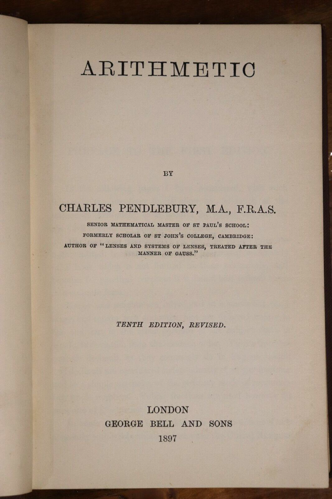 1897 Arithmetic by C Pendlebury Antique Business Mathematics Reference Book