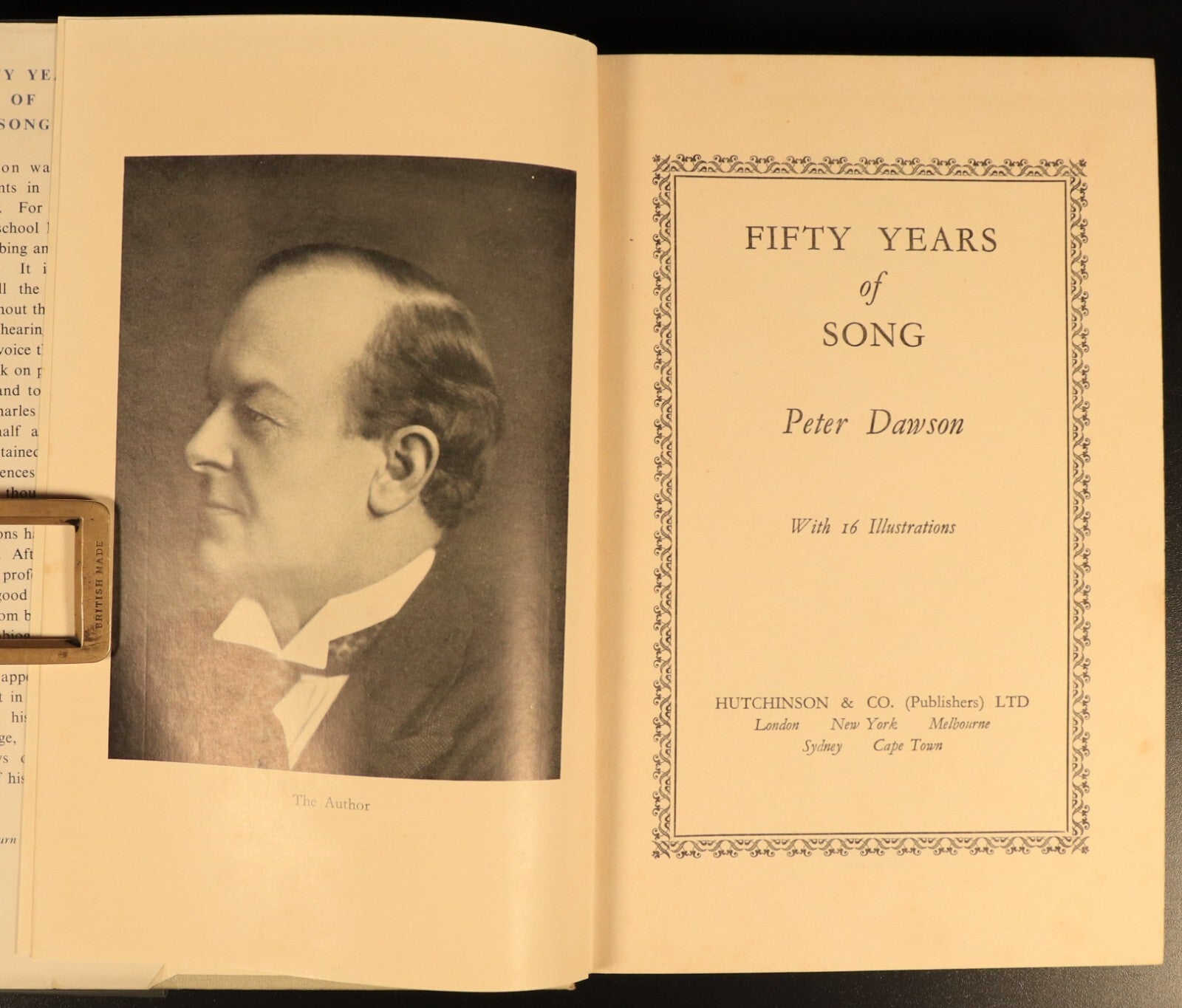 Fifty Years Of Song by Peter Dawson 1952 SIGNED 2nd Ed Australian Theatre Book