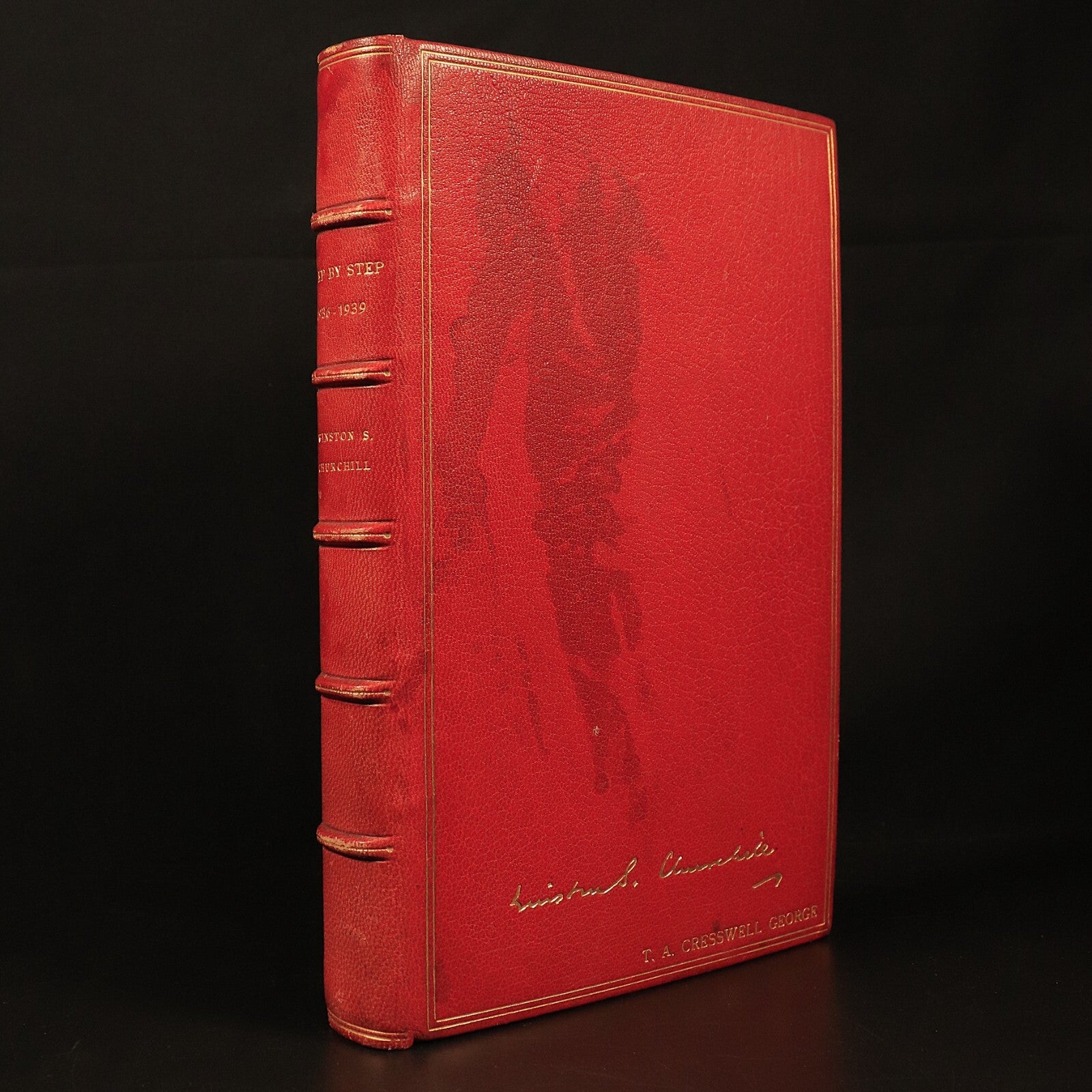 1947 Step By Step 1936-1939 by Winston Churchill Antique History Book Leather