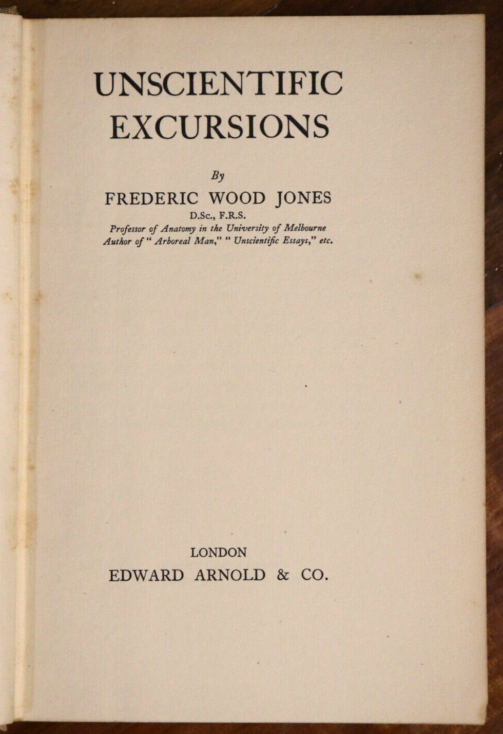 1934 Unscientific Excursions by Frederic Wood Jones Antique Science Book 1st Ed