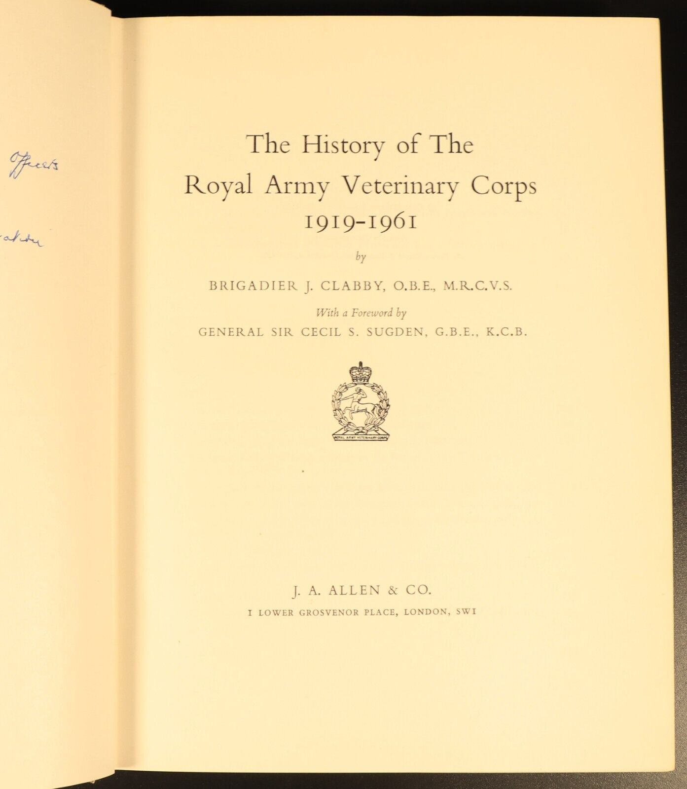 History Of Royal Army Veterinary Corps British Military History Book 1st Edition