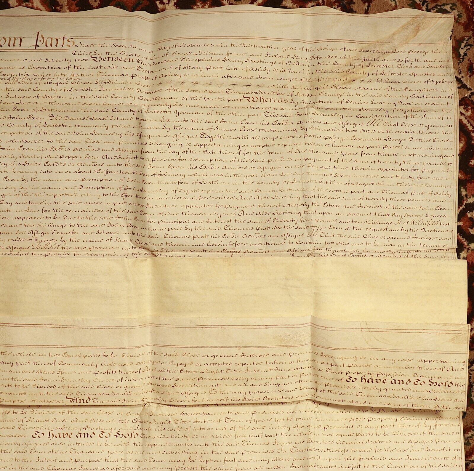 1772 Indenture Conveyance British Legal Document Manuscript Vellum Wax Sealed