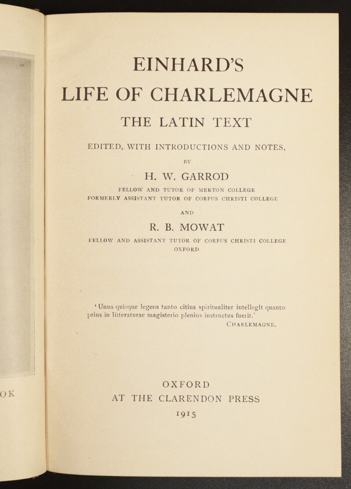 1915 Einhard's Life Of Charlemagne The Latin Text History Book by Garrod & Mowat